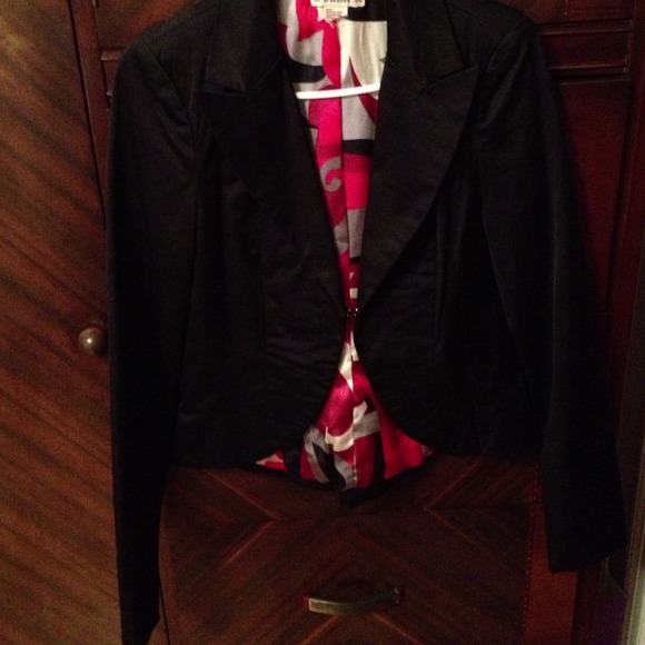 Black blazer/tuxedo jacket w multicolored inside - Picture 3 of 3