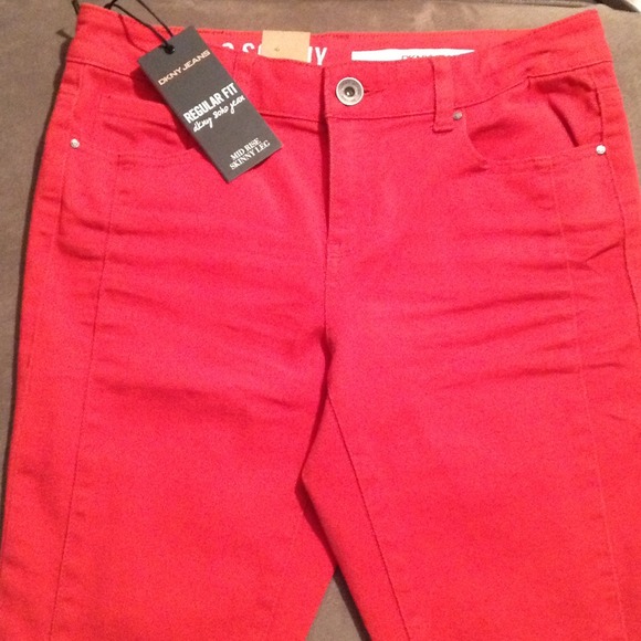 🎯SOLD DKNY Skinny Jeans Orange SZ 4 Reg Fit - Picture 2 of 3