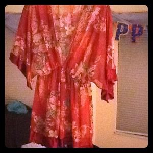 Kimono styled deep v neck top