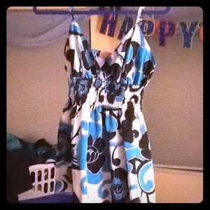 Black, blue, white tank top