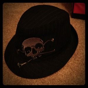 Pinstripe skull fedora