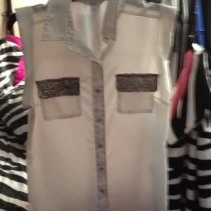 TRADEDNWOT never worn cream sheer sleeveless top