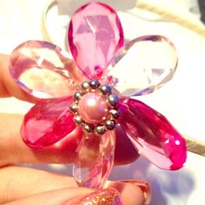 Lil girl/teen/womans pink white gem headband