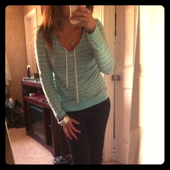 **SOLD** Cute! Baby blue striped long sleeve