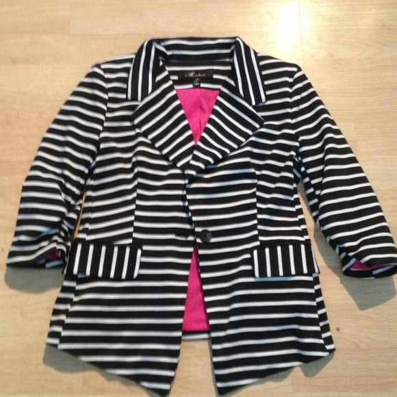 Black and White Striped Blazer *NWOT*