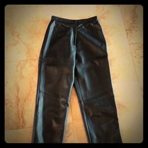 Slim black leather pants