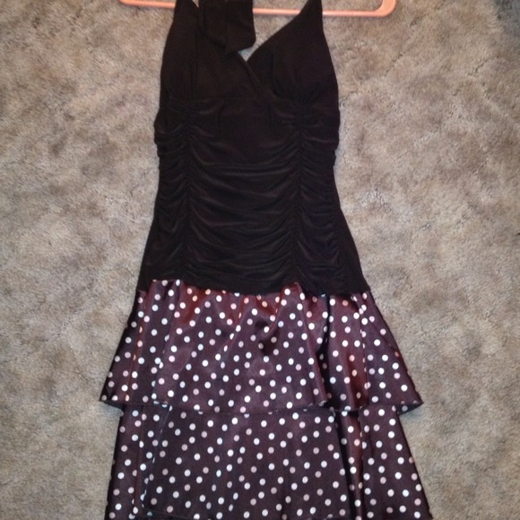 Brown dress polka dots