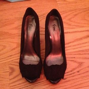 Women's black suede high heels