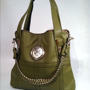 New michael kors spring green tote