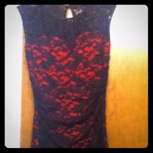Black/red Lace Top