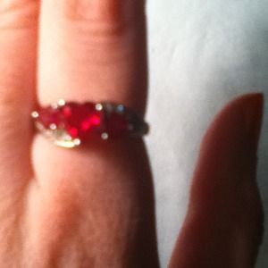 Trio of hearts ruby ring size 5