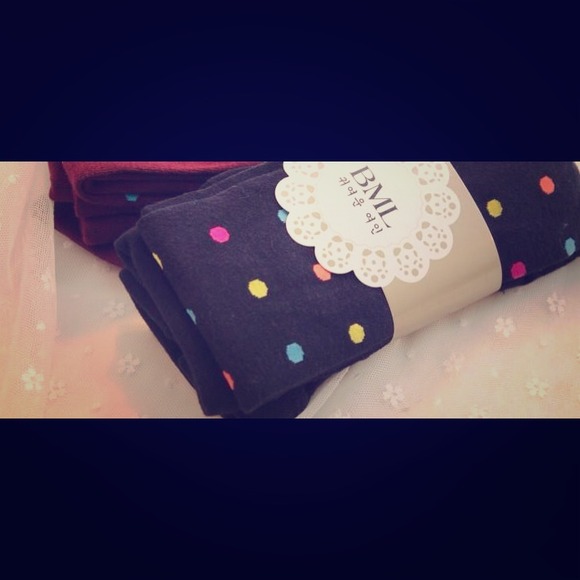 Korean wool texture polka dots thick stockings