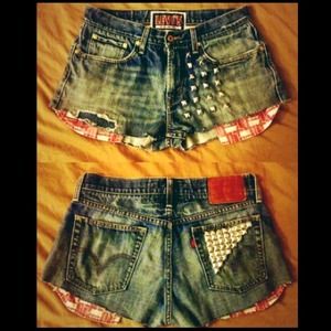 Levis denim studded shorts