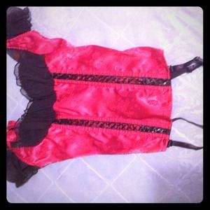 Frederick's of Hollywood Sexy Red and Black Corset