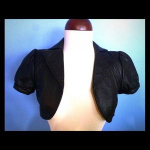 Black leather cropped jacket