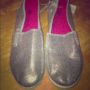 Silver slip ons