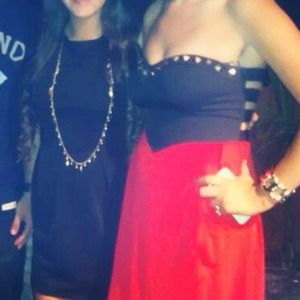 Black dress with studs & red bottom