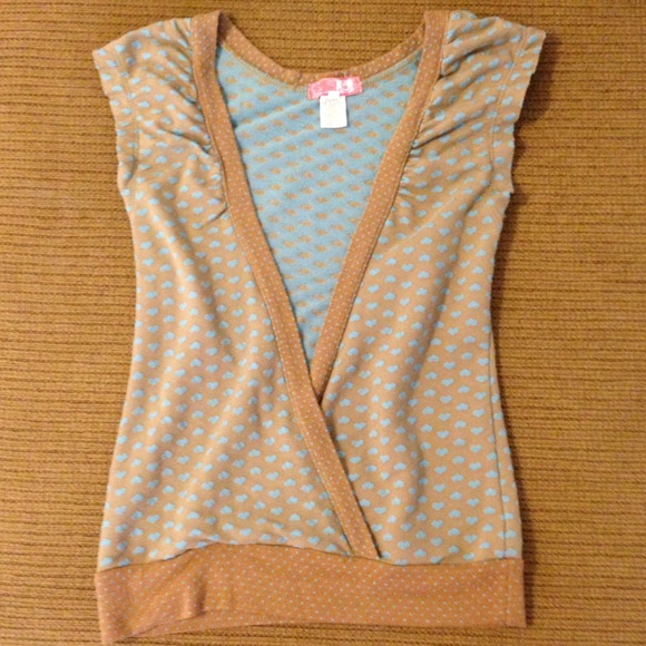 ✔*CUTE* Brown/tan polka🔹dots & turquoise 💙hearts