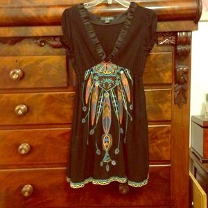 Embroidered black dress