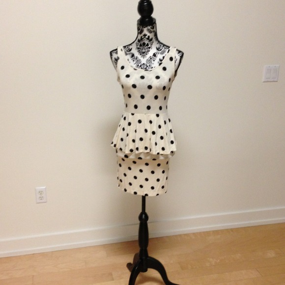 Asoa polka dot peplum dress