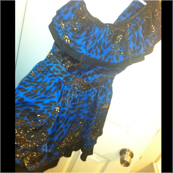 royal blue and cheetah short dress