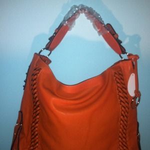 Orange studded bag