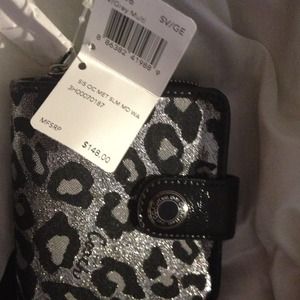 Nwt coach metallic leopard wallet