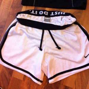 White Nike Dri Fit running shorts