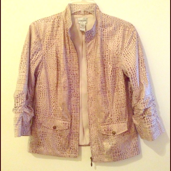 Chico's cropped sleeve snake skin jacket/blazer.