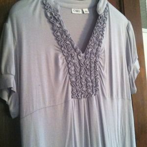 Tuxedo ruffled short sleeved top