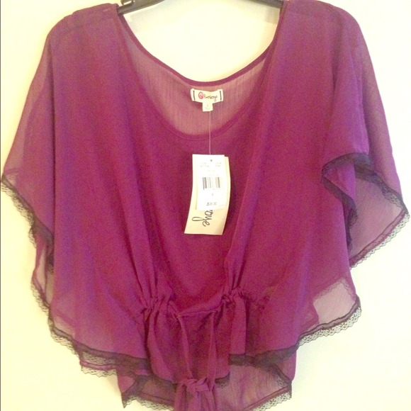 Tops - Hang off the shoulder adjustable waist shirt.