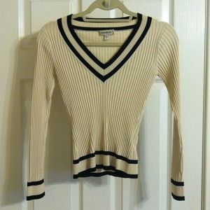 SOLD- Bebe cream and black preppy top