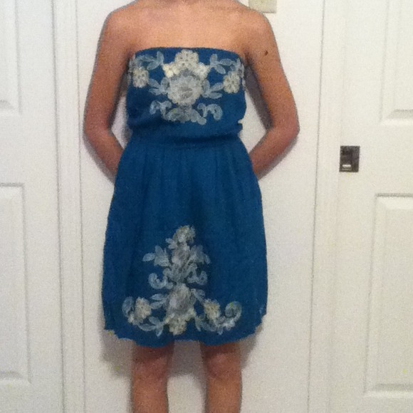 strapless teal dress - Picture 1 of 1