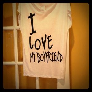 I love my boyfriend, sheer white top💗