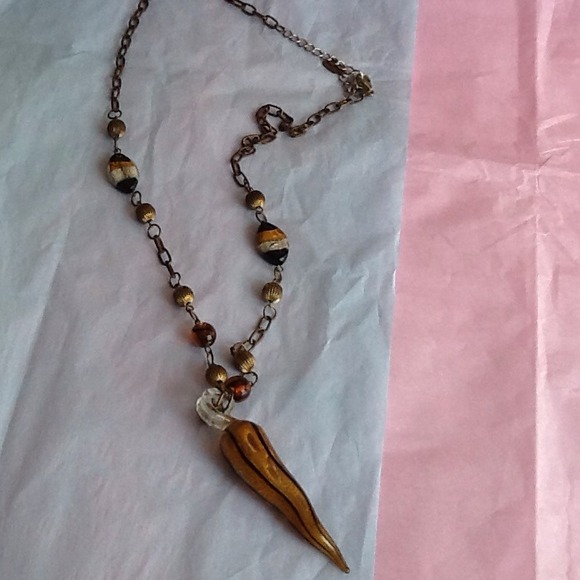 UNIQUE NECKLACE WITH GLASS PENDANT - Picture 4 of 4