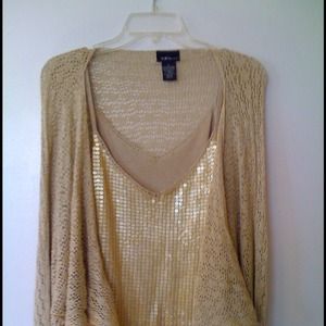 Gold crotchet shrug and sequined tank