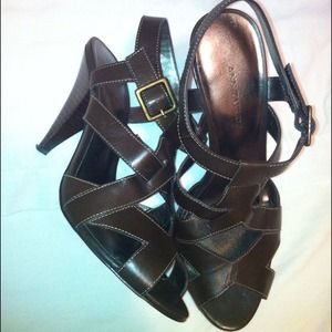 Ann Taylor Dark Brown strap heels