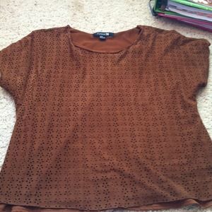Brown suede eyelet shirt from forever 21