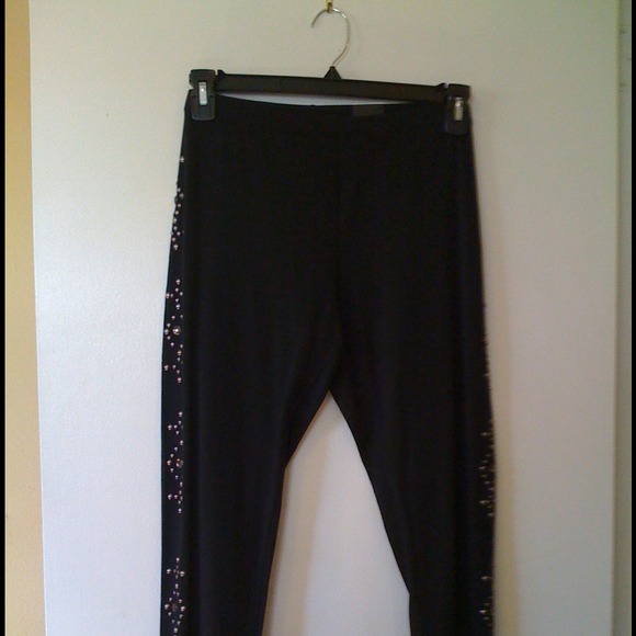 Black leggings with stones and studs.