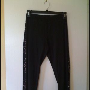 Black leggings with stones and studs.