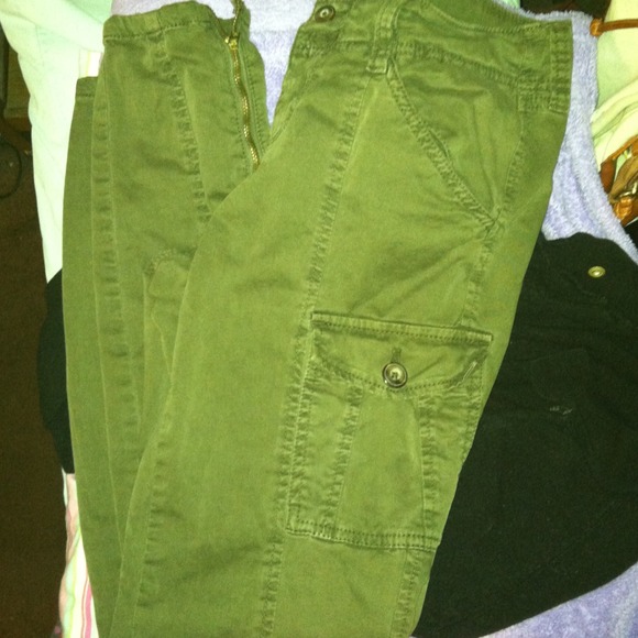 Dark camo green skinny pants