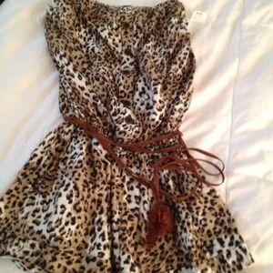 Women's strapless animal print romper