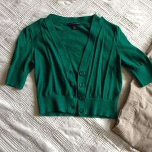 Cropped green cardigan