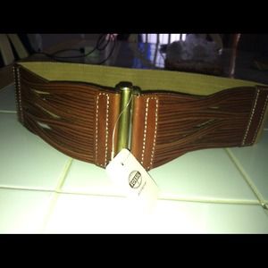 Tan & Brown belt with a Genuine Leather Trim