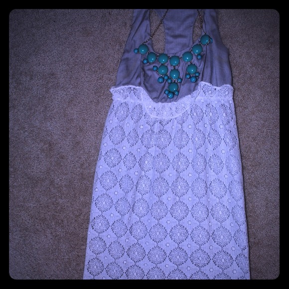 Awesome grey and white lace bottom dress!