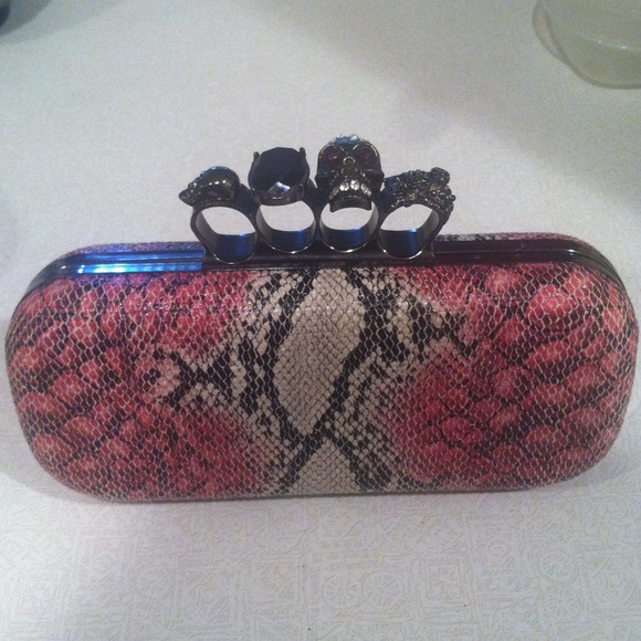 Pink Python knuckle clutch 💀
