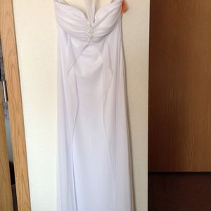 New White Halter Prom Dress