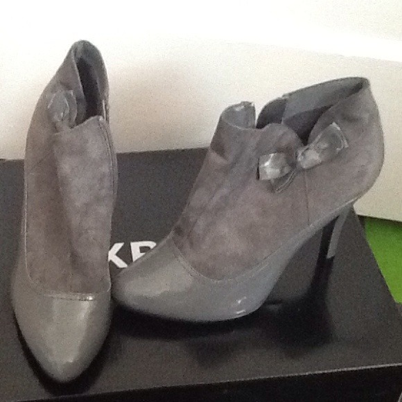 Adorable suede and patent leather booties