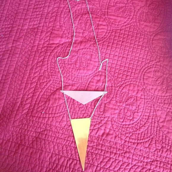 Silver chain triangle an gold triangle necklace