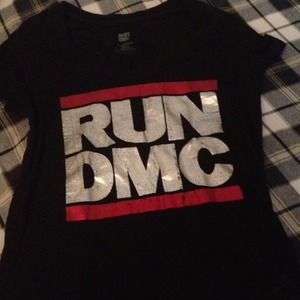 Black semi-sheer "Run DMC" shirt